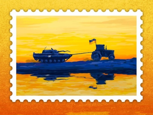Un timbre ukrainien valorise la résistance des tracteurs John Deere