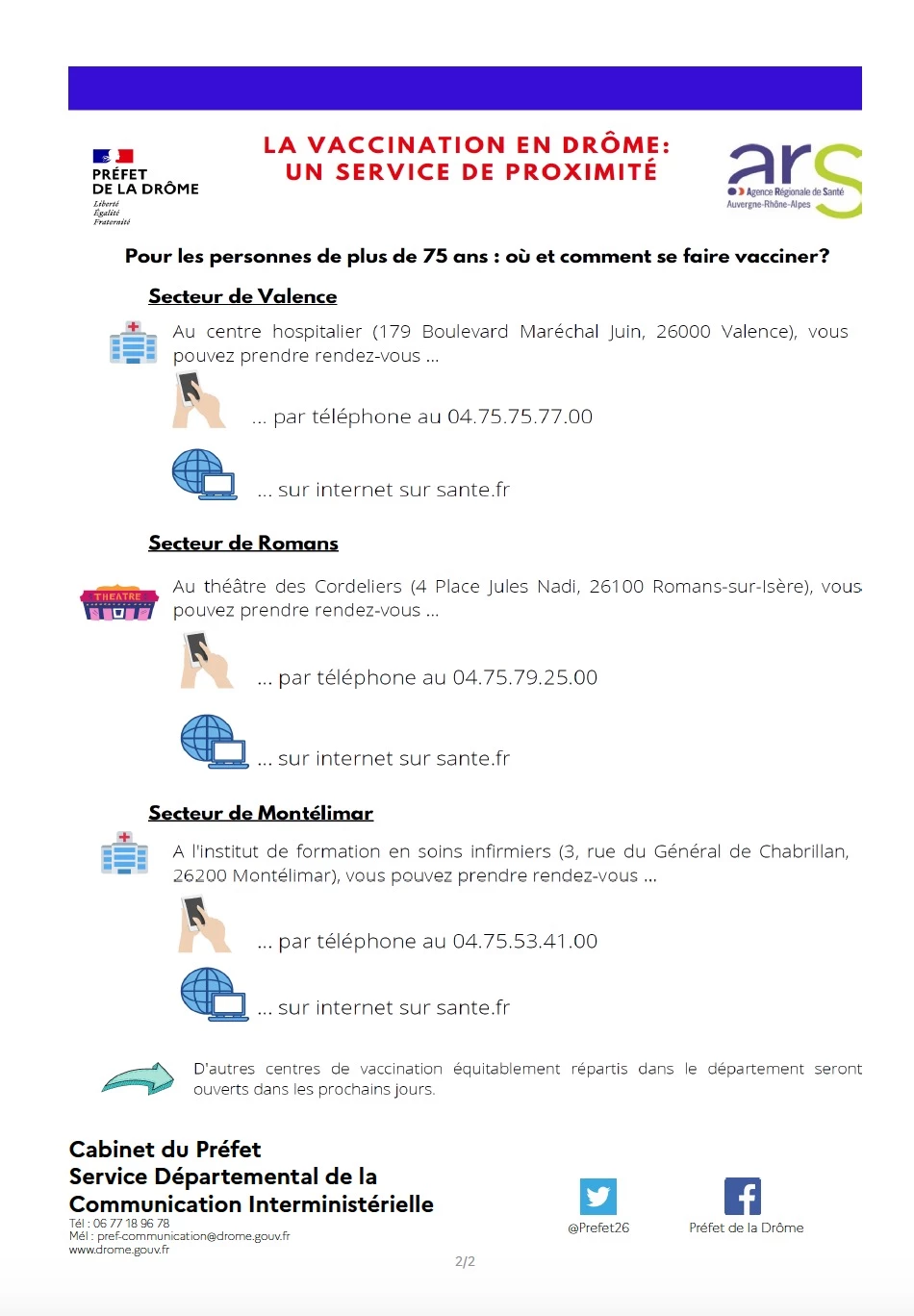 Les lieux de vaccination et contacts pour prendre rendez-vous :