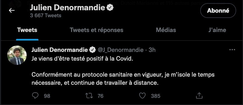 Julien Denormandie positif au Covid